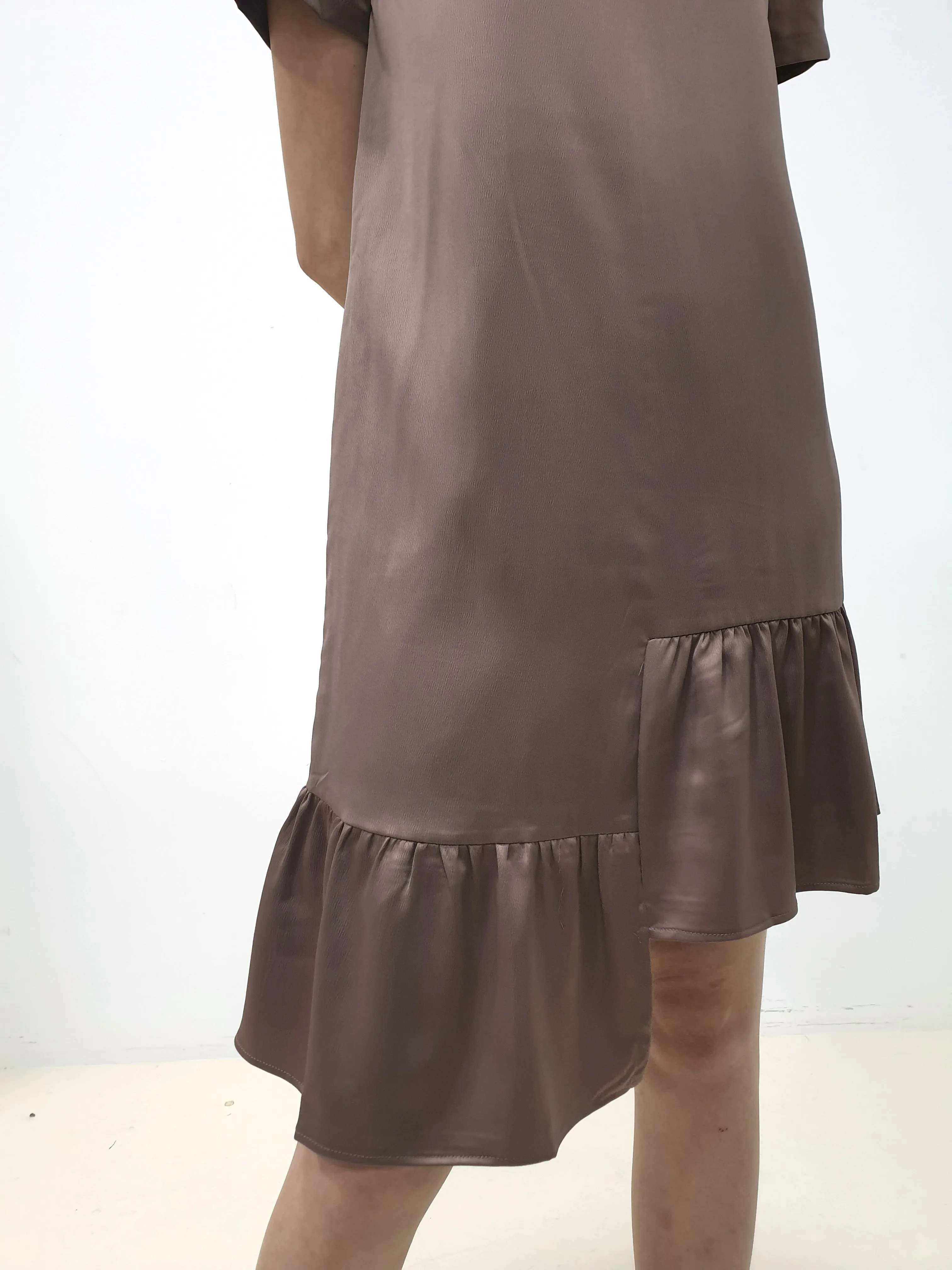 Frosty Hi Low Dress - Brown (Non-returnable)
