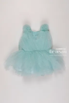 Frozen Fantasy Ice Blue Tutu Party Wear Dress Set for Girls