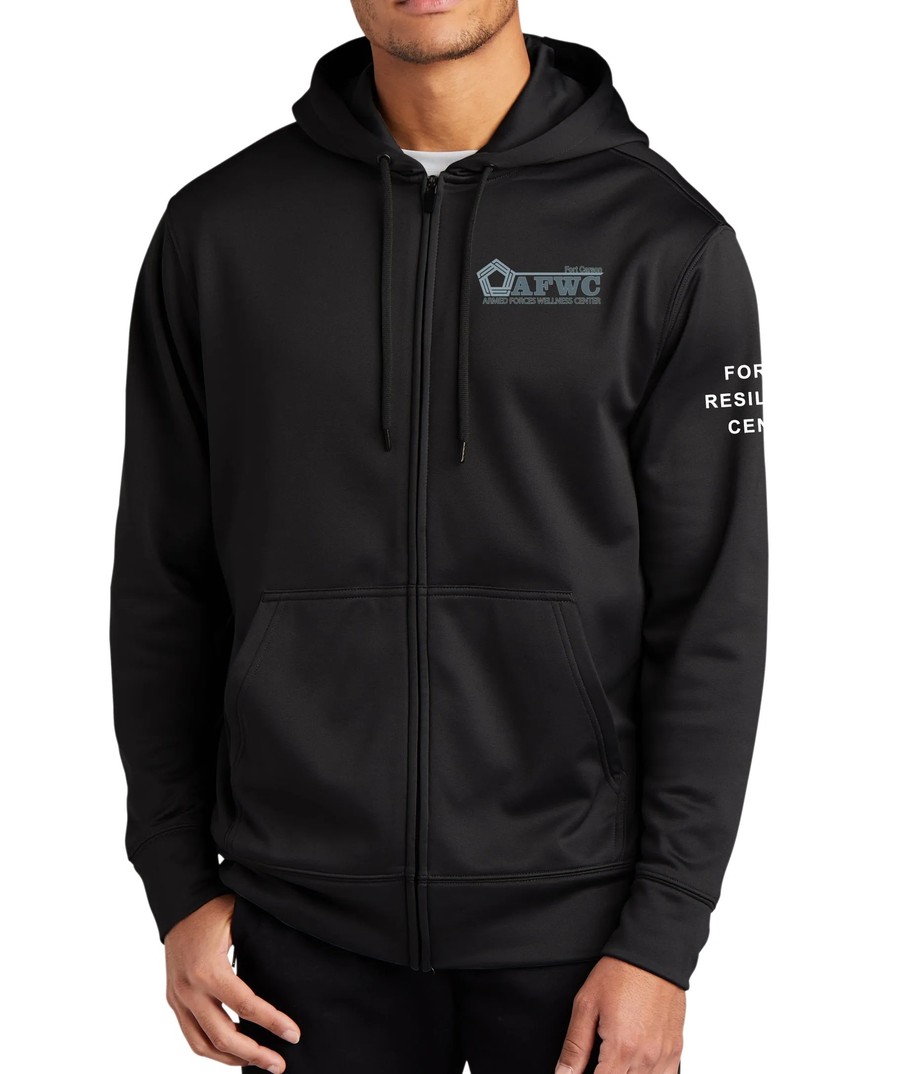Full Zip Polyester Hoodie Unisex Sweatshirt. Plain Back