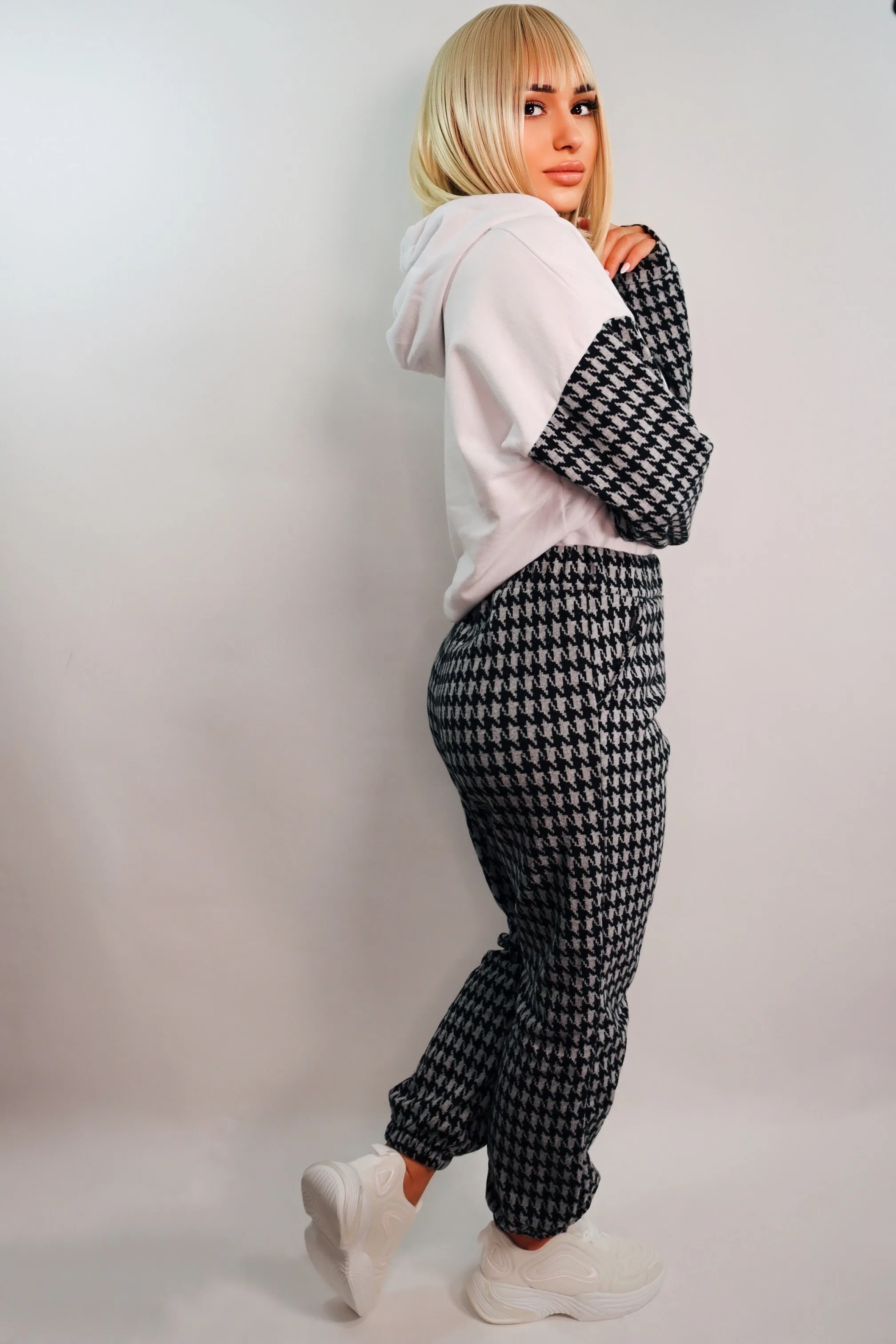 Geo Drawstring Hoodie And Joggers Set
