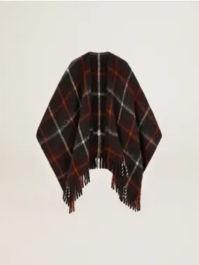 GG Davie Check Print Poncho in Dark Grey