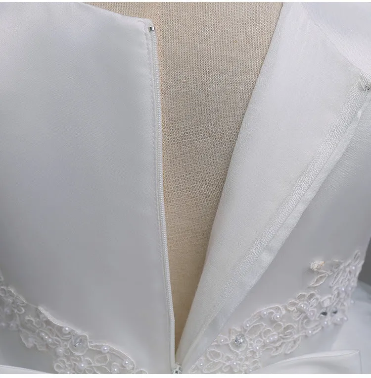 Girls Swallowtail Embroidered White Dress, Size 3-14yrs