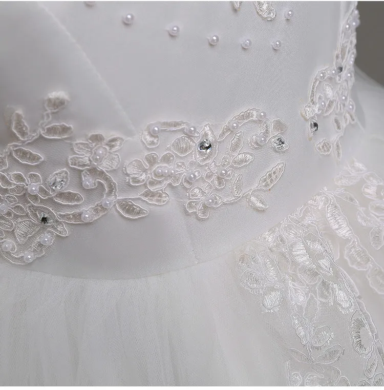 Girls Swallowtail Embroidered White Dress, Size 3-14yrs