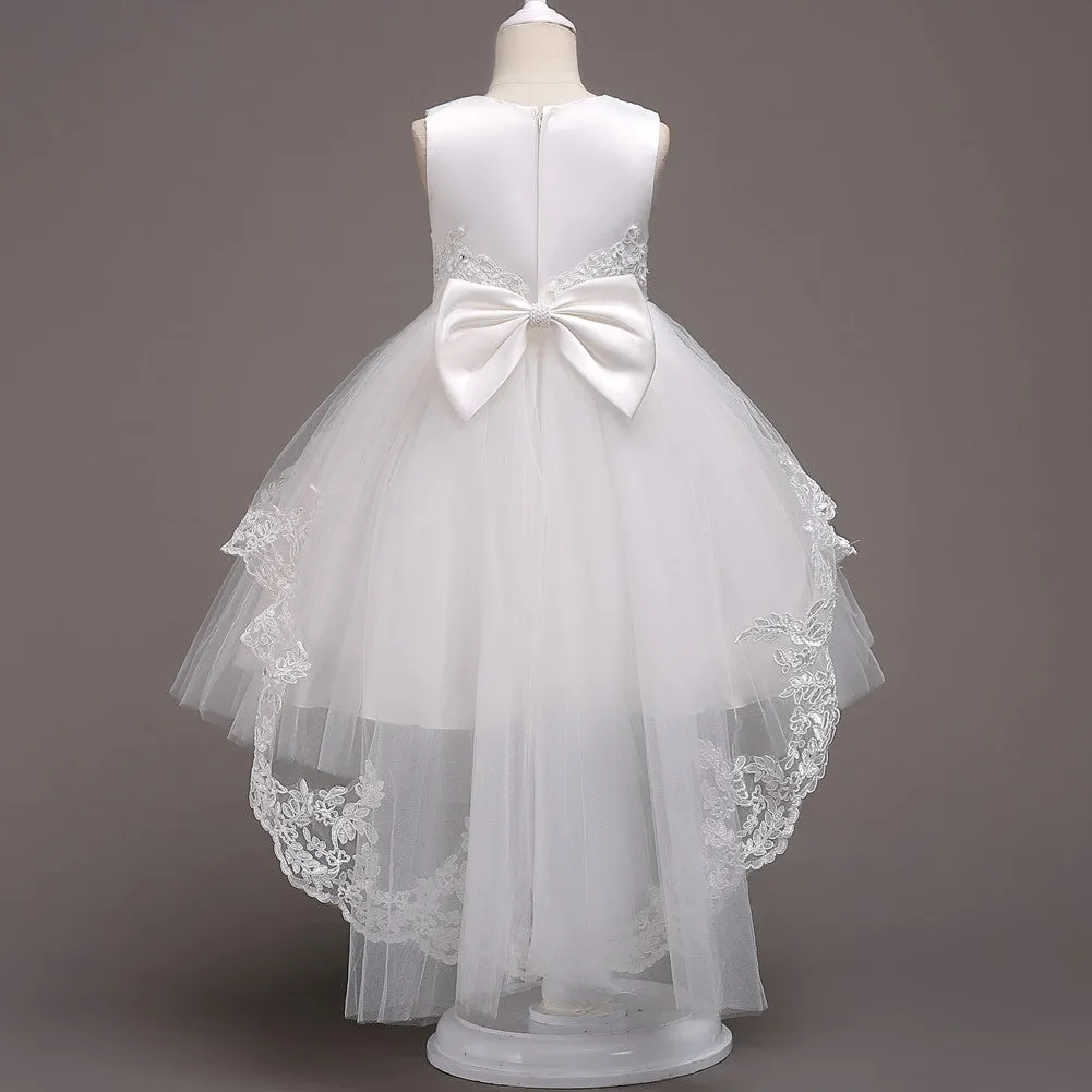 Girls Swallowtail Embroidered White Dress, Size 3-14yrs