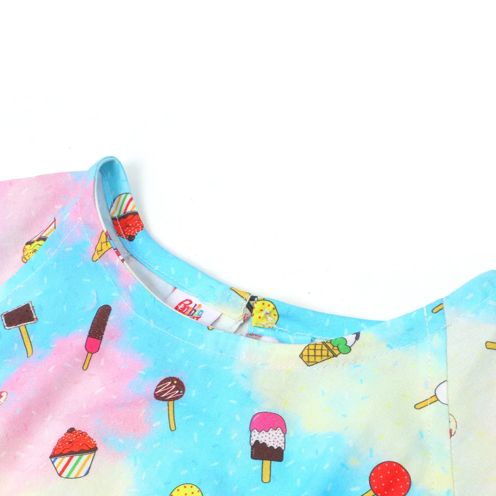 Girls Woven Romper Polka -Light Blue