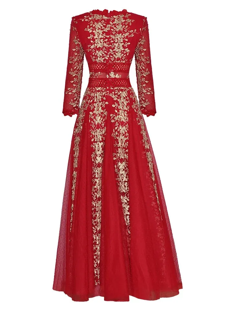 Gold Thread Women's Party Dress