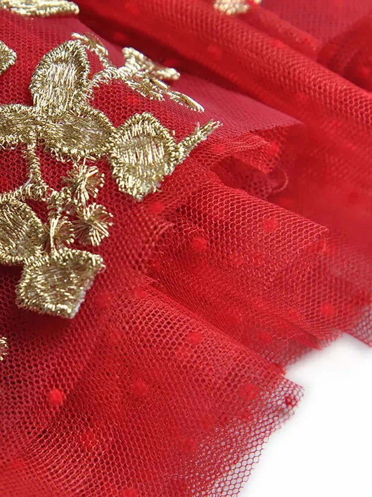 Gold Thread Women's Party Dress