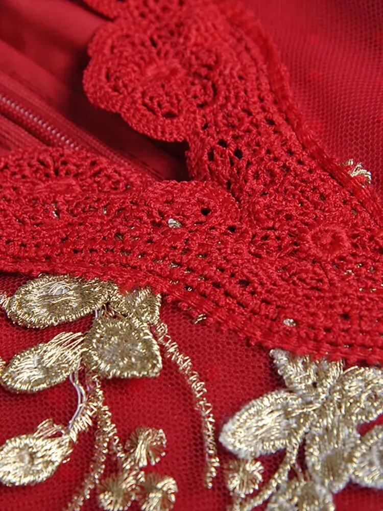 Gold Thread Women's Party Dress