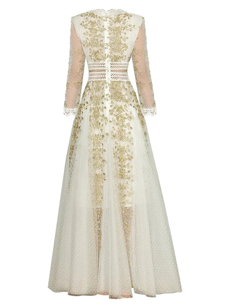 Gold Thread Women's Party Dress
