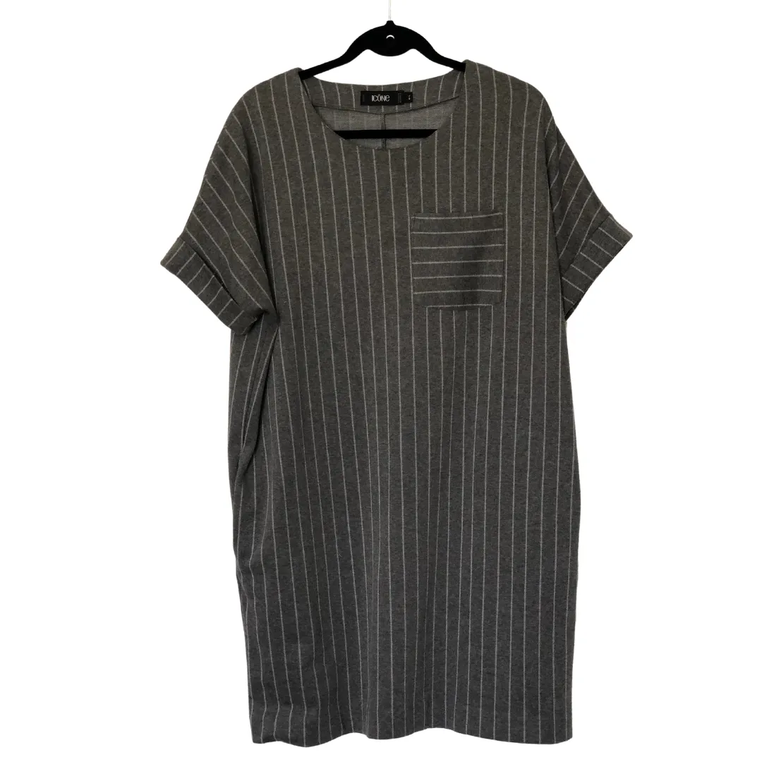 grey pinstripe tunic dress - US 14