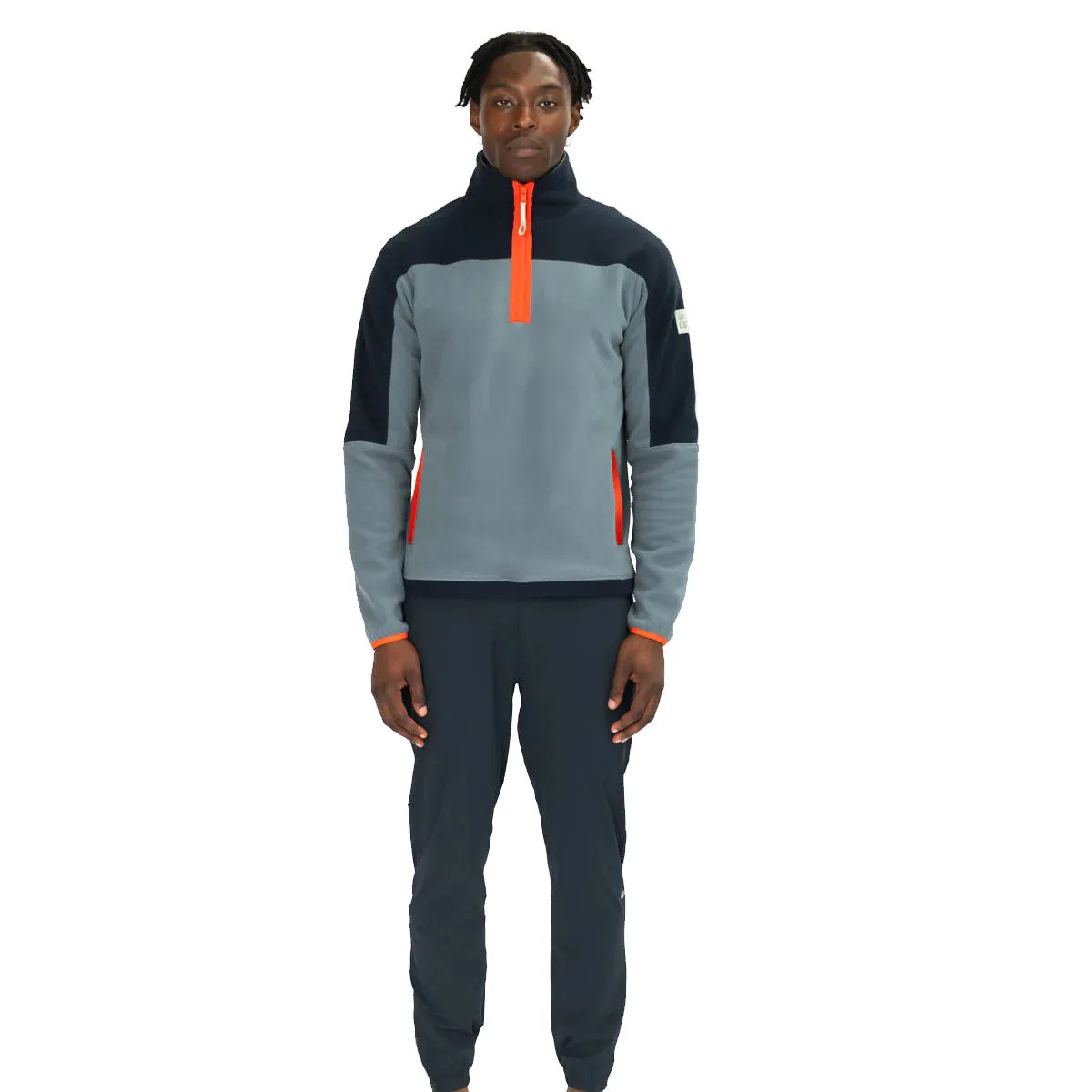 Gym Coffee Half Zip Polar Fleece - Mens - Stone Blue