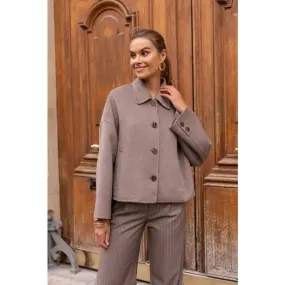 Handmade Oversized Cropped Wool Blend Coat