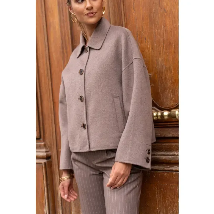Handmade Oversized Cropped Wool Blend Coat
