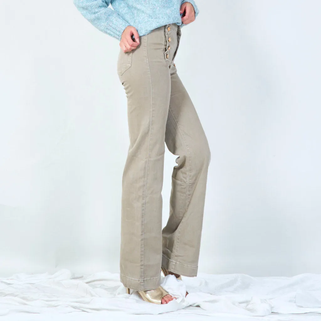 High-waist buttoned wide-leg pants wholesale