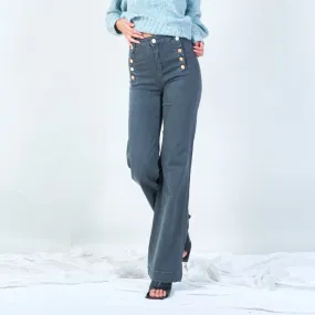 High-waist buttoned wide-leg pants wholesale