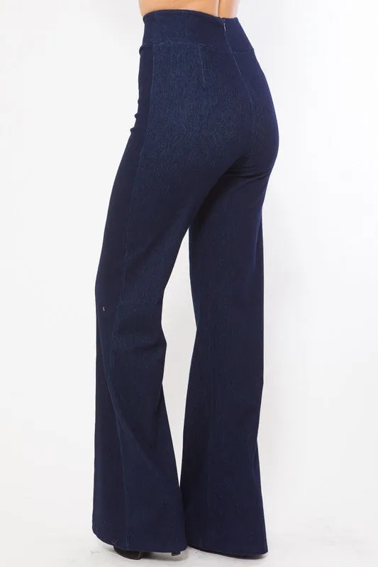 High Waist Dark Denim Stretch Jean Pants