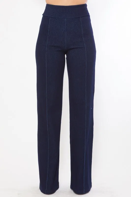 High Waist Dark Denim Stretch Jean Pants