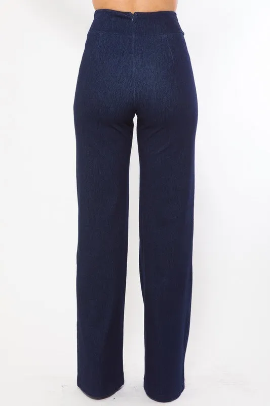High Waist Dark Denim Stretch Jean Pants