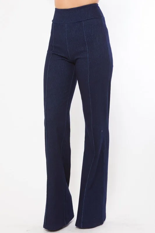 High Waist Dark Denim Stretch Jean Pants