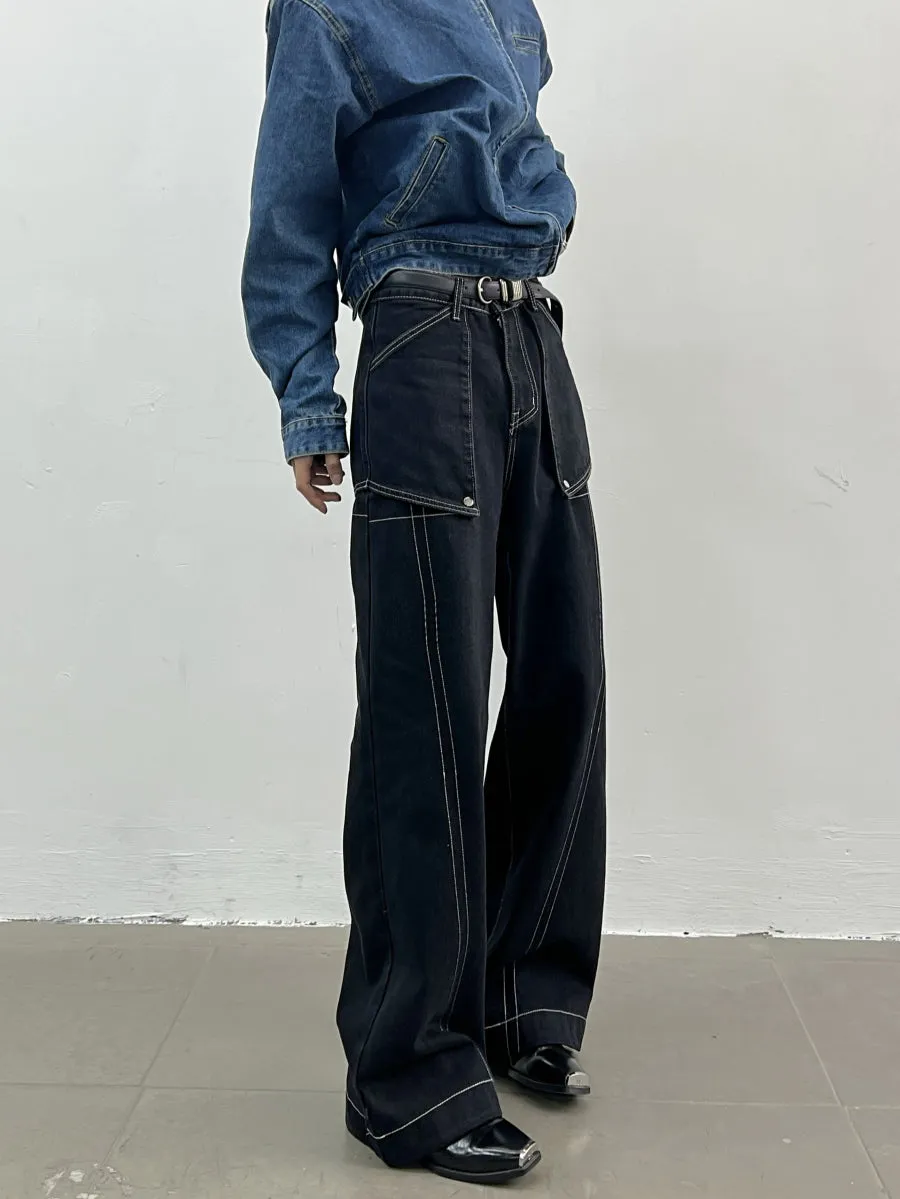 HIGH WAIST LINE DENIM PANTS DES3517