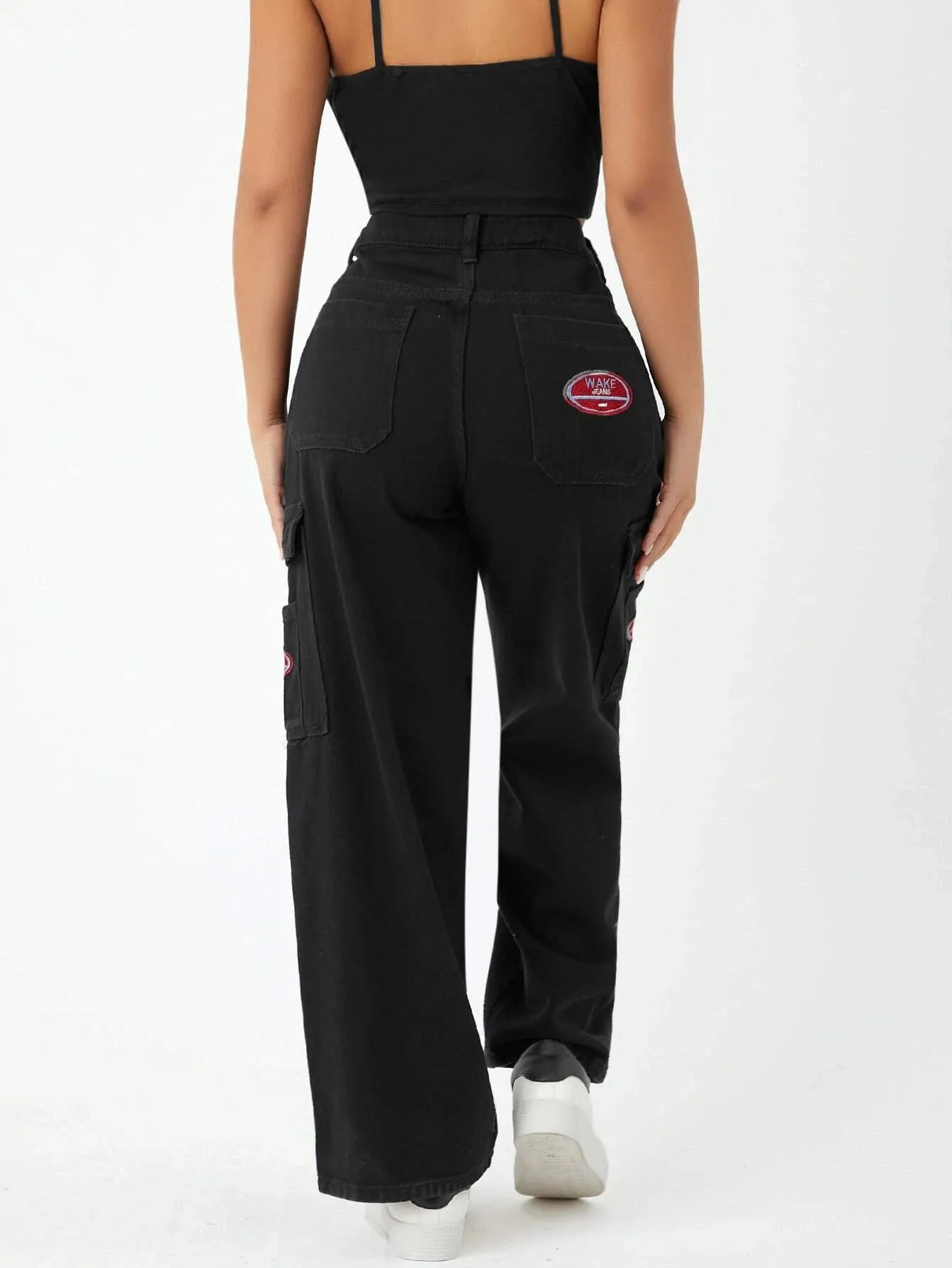 High Waist Side Pocket Wide Jeans