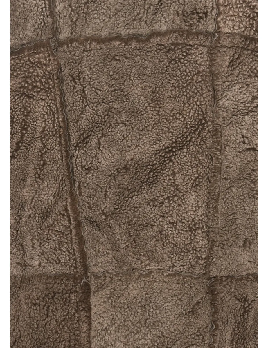 Hooded Dark Brown Suede Sherling Coat - M