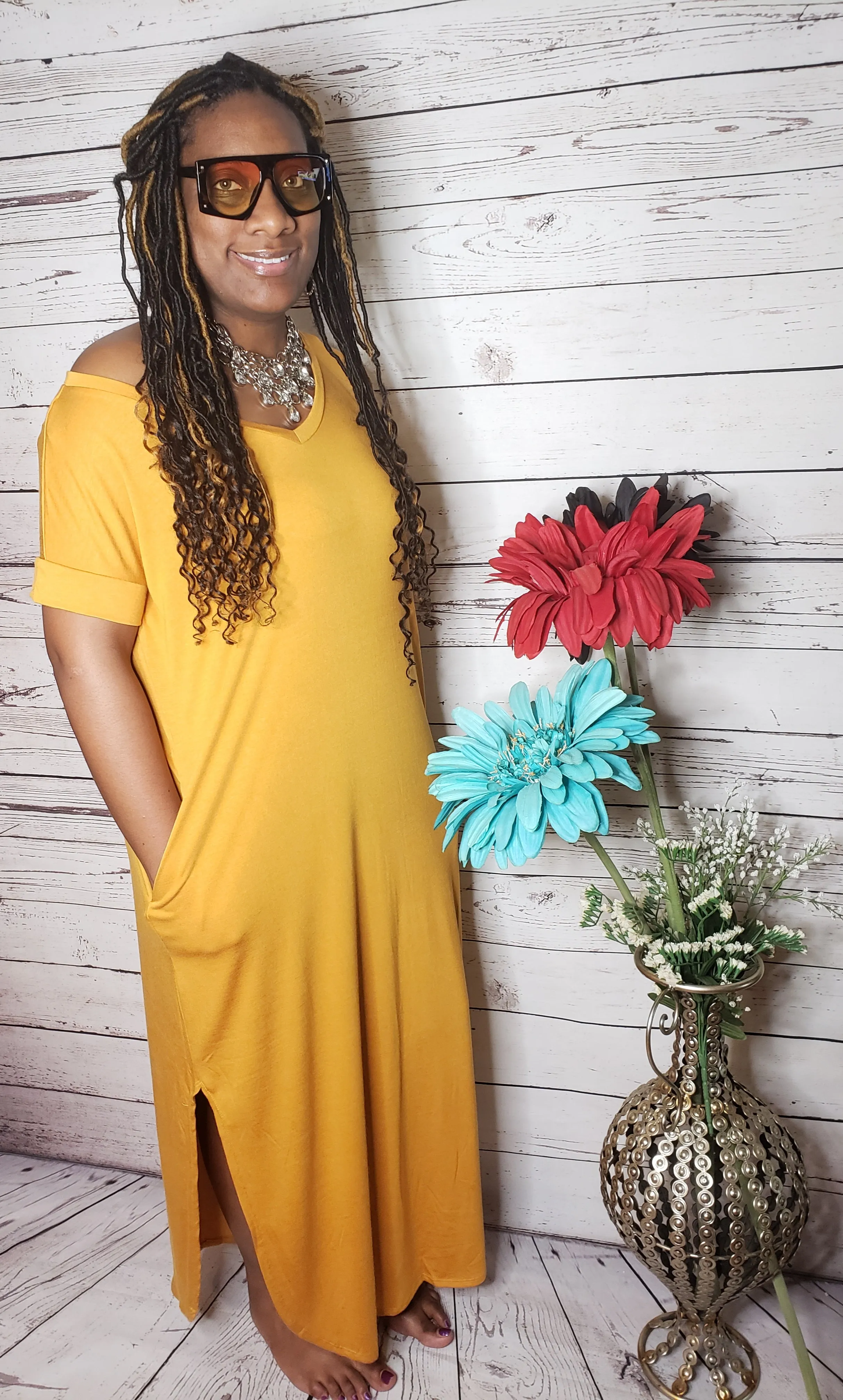 I Am Purposed Dress (Ash Mustard)