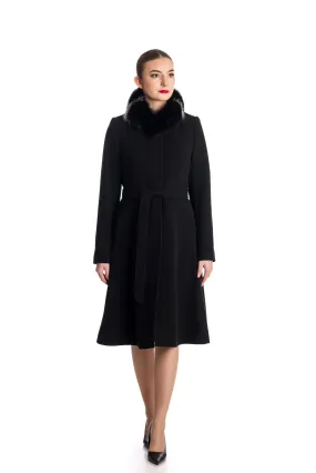 IDD-A1305-02-P1F BLACK WOOL COAT