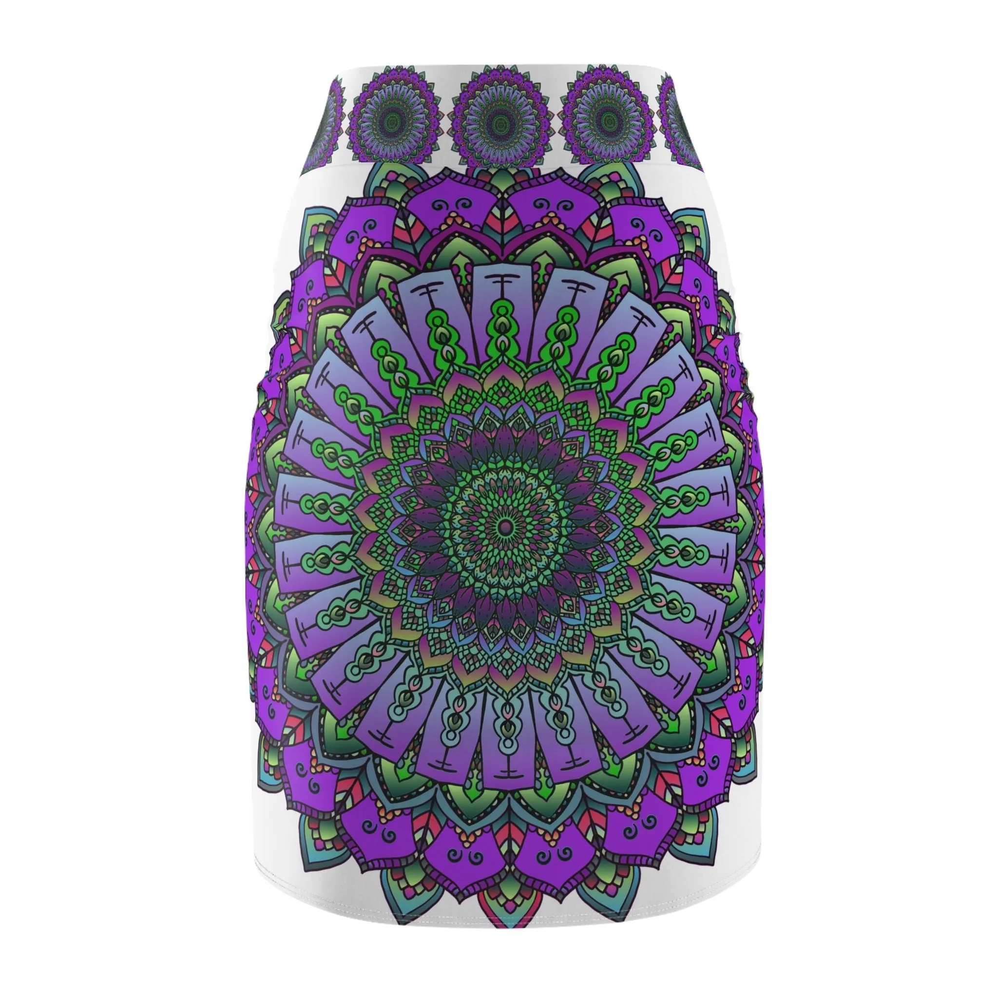 Intricate Mandala Pencil Skirt - Light Purple