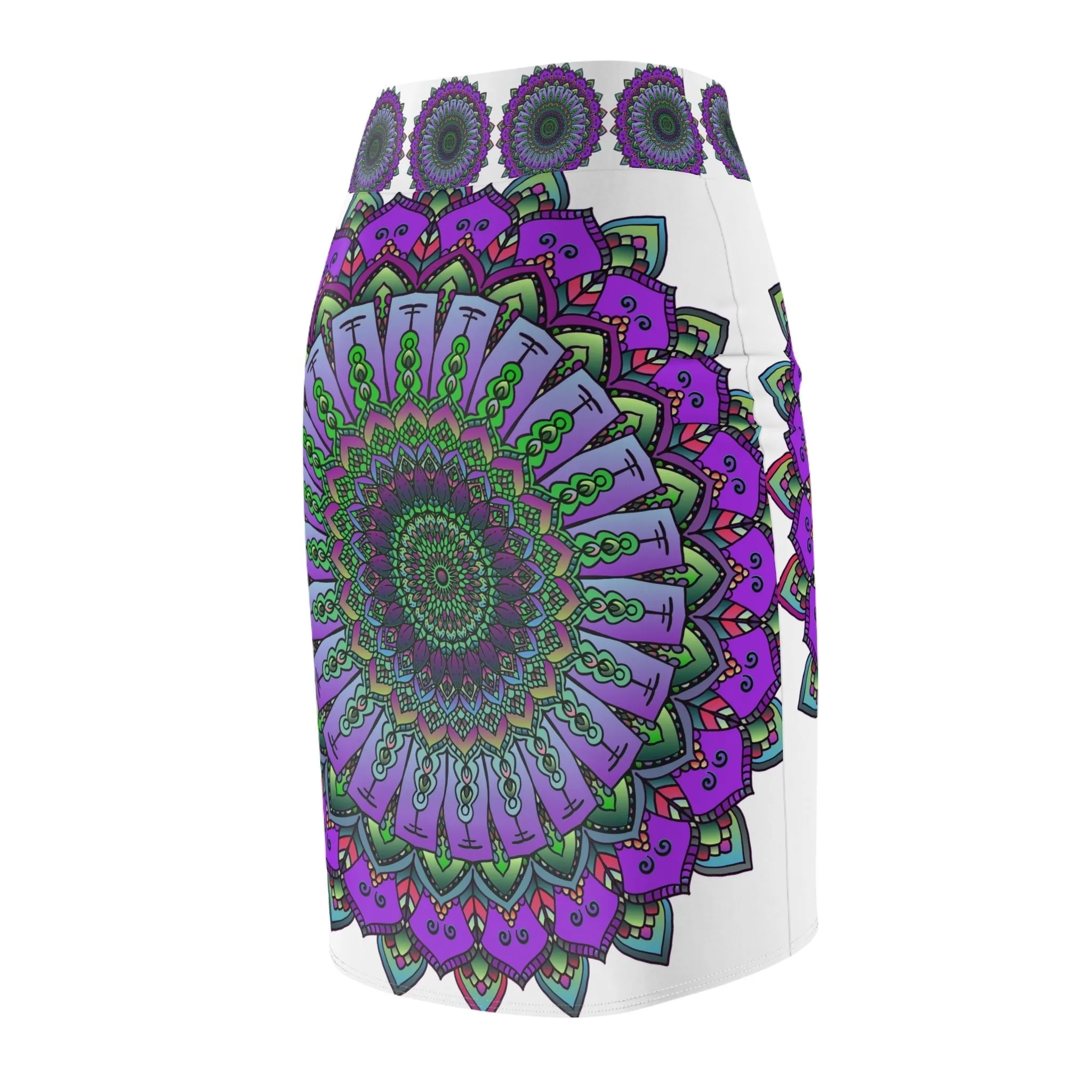 Intricate Mandala Pencil Skirt - Light Purple