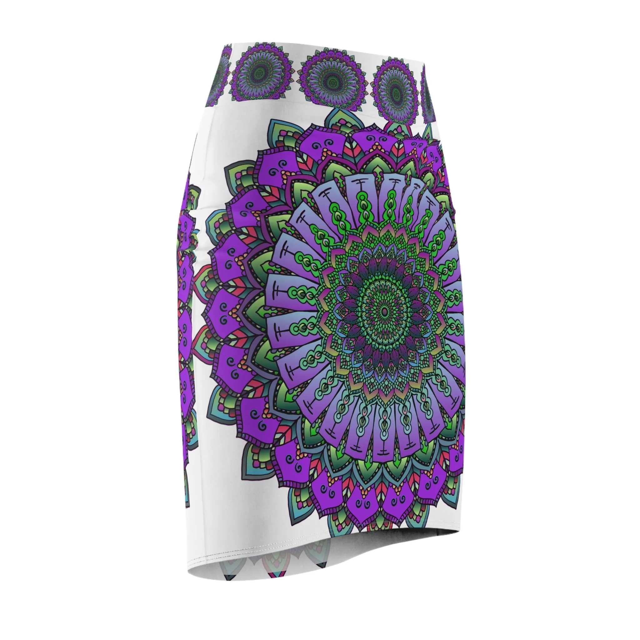 Intricate Mandala Pencil Skirt - Light Purple