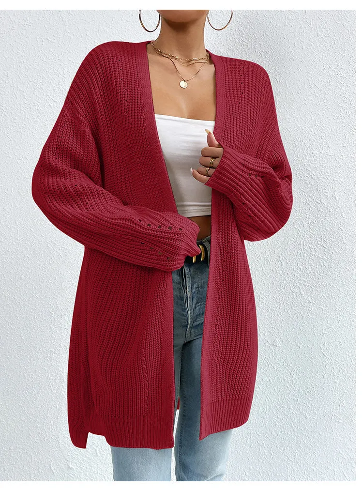 IvyShape | Casual V-Neck Solid Color Knitted Coat