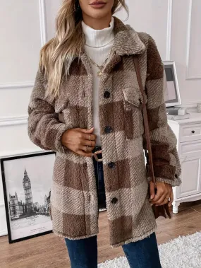 Ivyshape | Cozy Checked Fleece Jacket