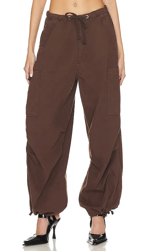 Jaded London Parachute Cargo Pants in Brown