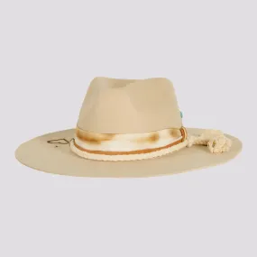 Kai | Womens Wool Felt Outback Fedora Hat with Heart Designs