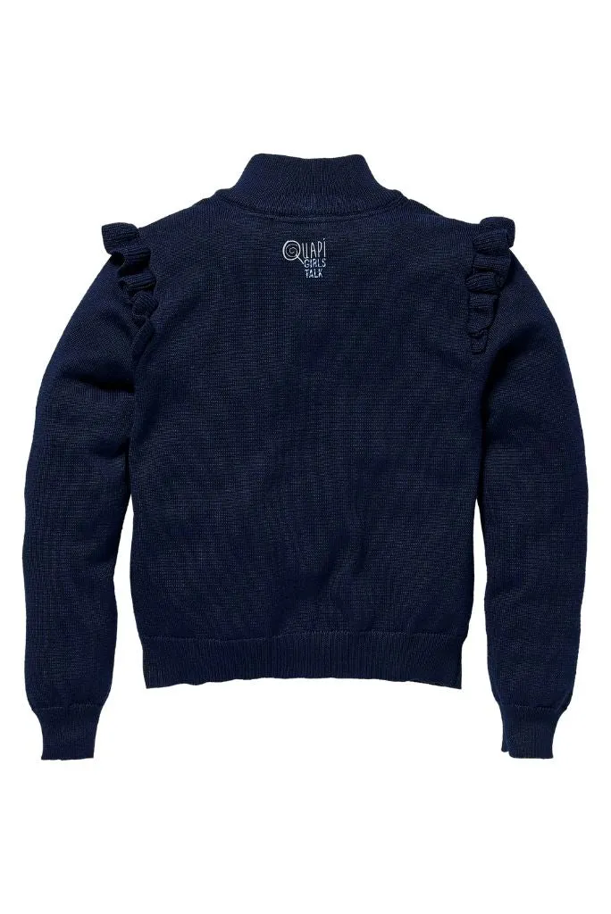 Keona Zip Cardigan with Ruffles
