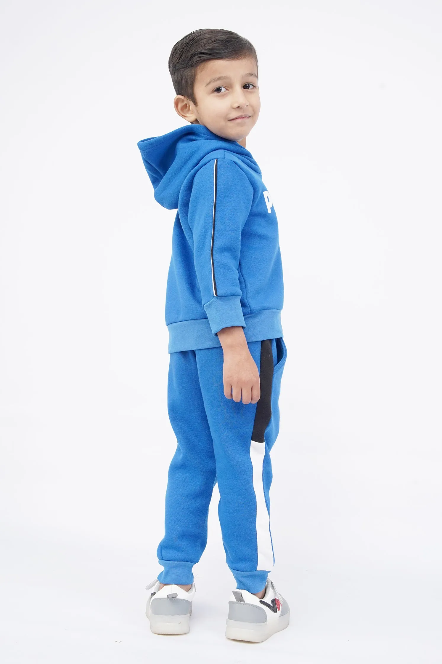 KIDS HOOD SET R.BLUE FRONT PRINT