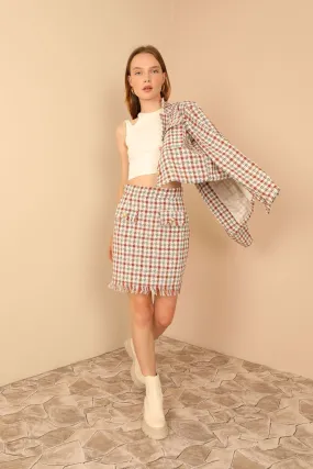 KKT Channel Woven Fabric Tight Fit Mini Skirt With Pocket - Light Brown - Orpington
