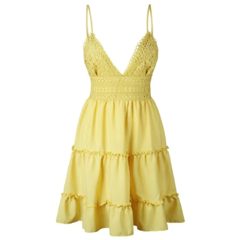 Lace Tiered Beach Mini Dress