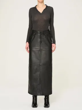Lexie Leather Maxi Skirt - Black