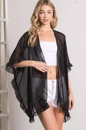 Lightweight Black Sheer Shawl Cardigan_