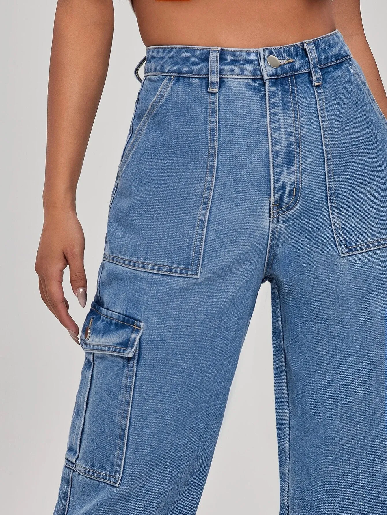 Long Length Loose Fit Denim Pants