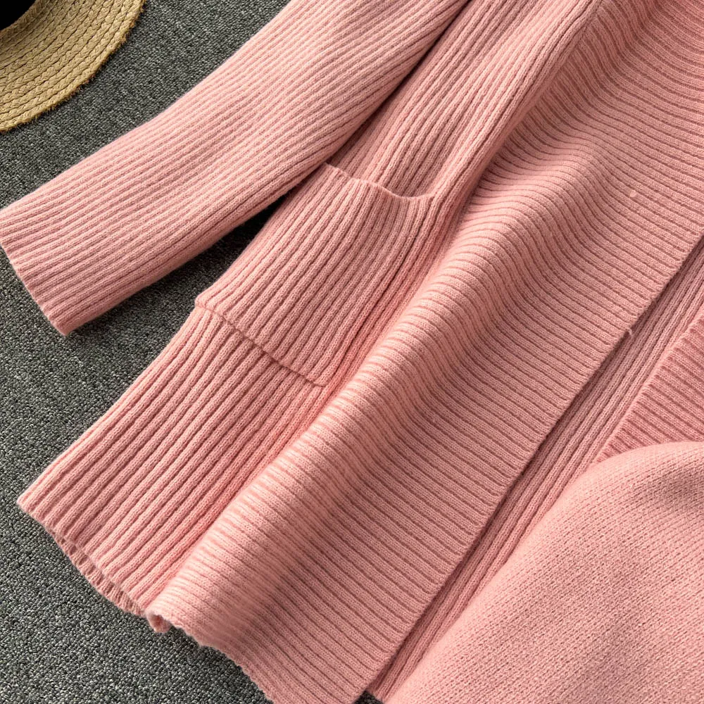 Loose-fitting Cardigan&Slip Dress Knitted 2Pcs