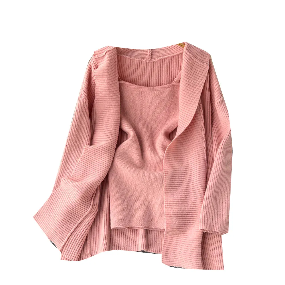 Loose-fitting Cardigan&Slip Dress Knitted 2Pcs