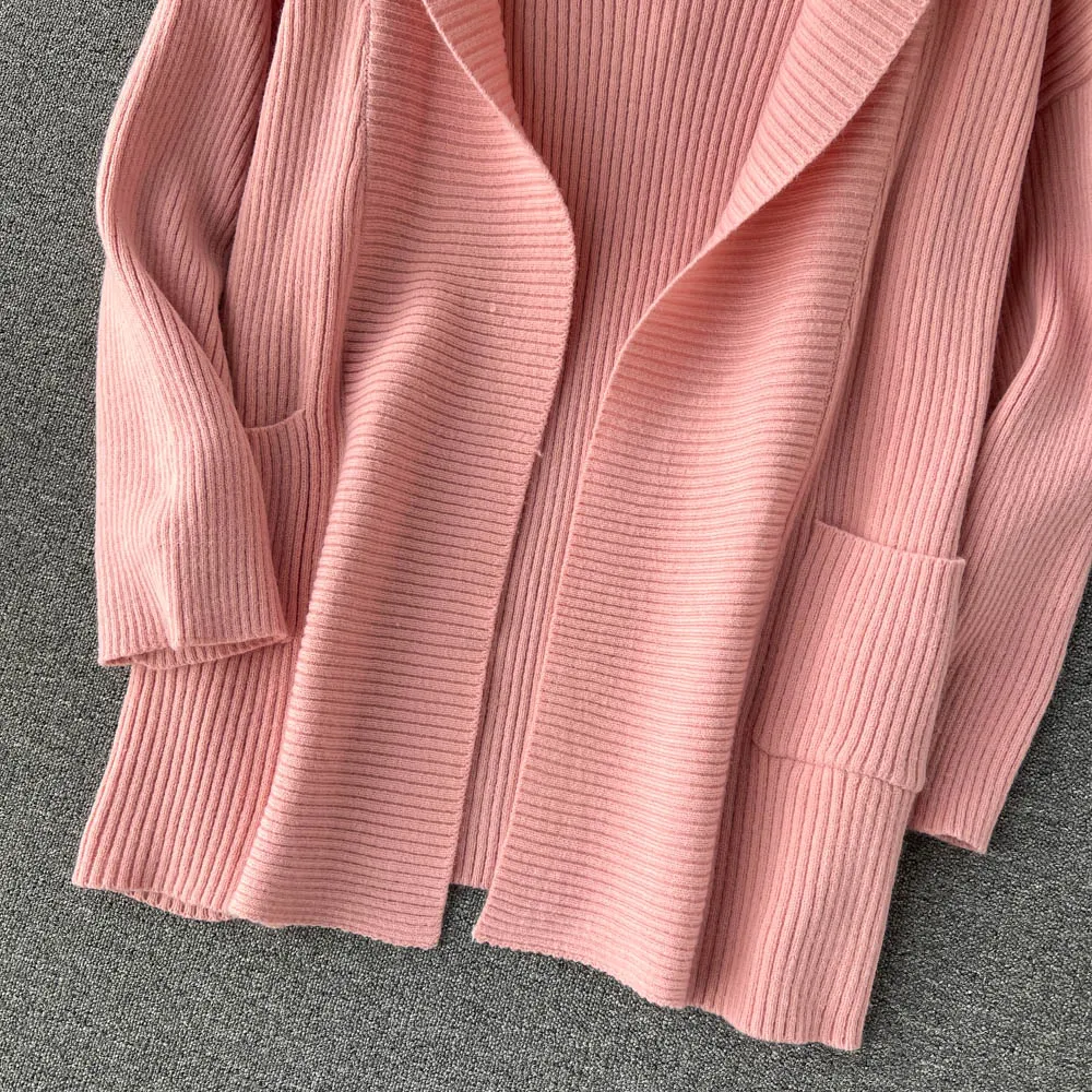 Loose-fitting Cardigan&Slip Dress Knitted 2Pcs