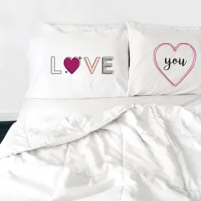 LOVE You Pillowcase Set (Two 20x30 Standard Pillow Case) Couples Gifts For Her - Wedding Decoration - Anniversary Gift Birthday Present Engagements