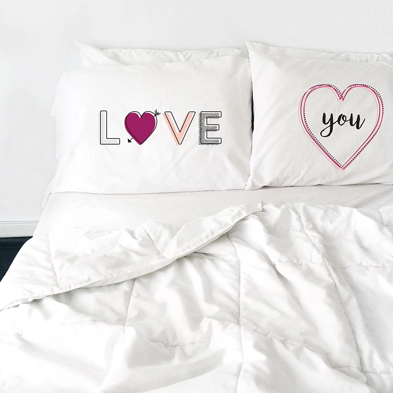 LOVE You Pillowcase Set (Two 20x30 Standard Pillow Case) Couples Gifts For Her - Wedding Decoration - Anniversary Gift Birthday Present Engagements
