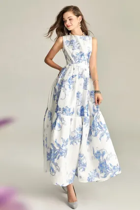 Luxury heavy embroidery jacquard elegant white fairy summer long wedding guest dress - Jinu