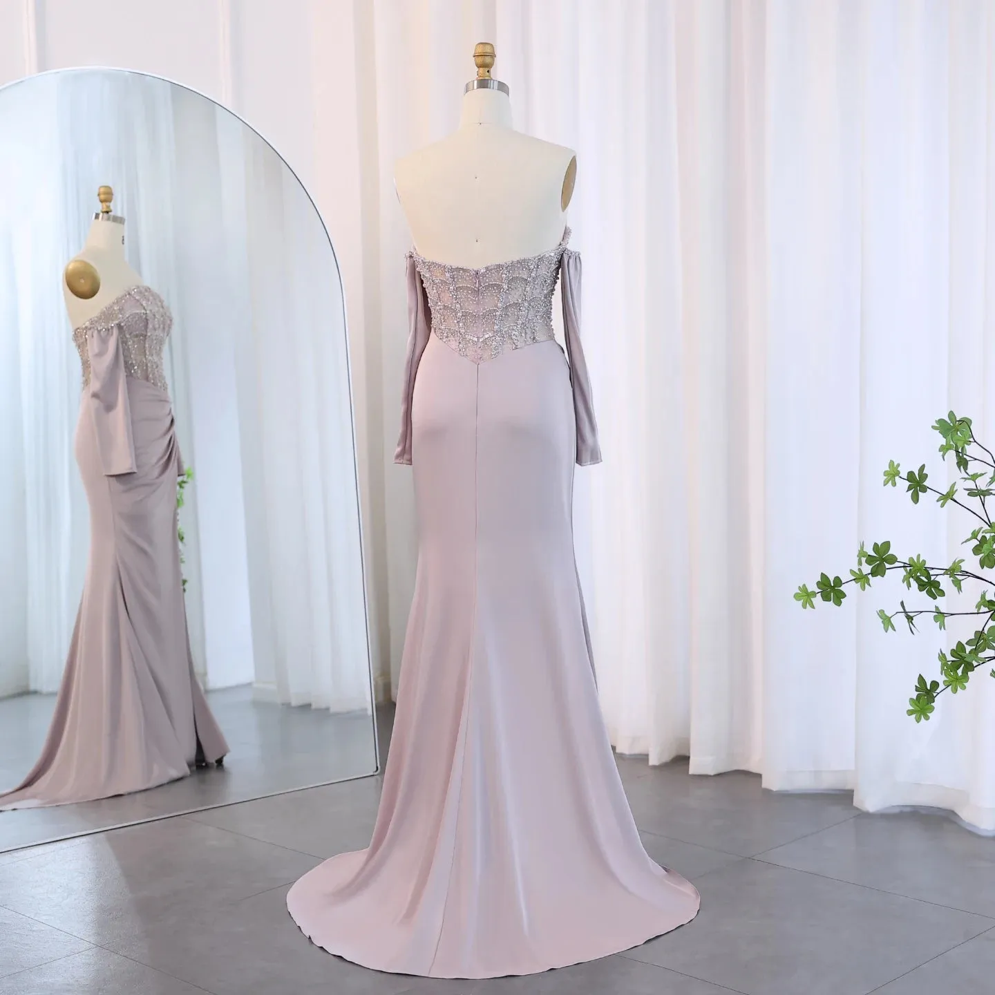 Luxury Sexy Scalloped High Slit White Evening Dress