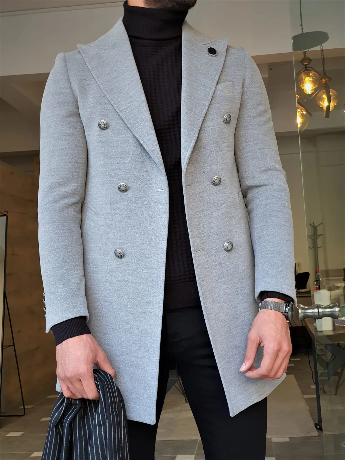 Mason Slim Fit Special Edition Double Breast Gray Woolen Coat ( Available in 4 Colors)